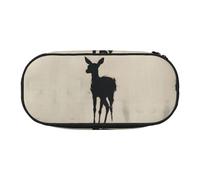 WBQLSL Negative Space Deer Large capacity pencil bag, multi-layer partition stationery storage bag - unisex learning office supplies