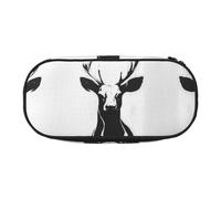 WBQLSL Negative Space Stag Large capacity pencil bag, multi-layer partition stationery storage bag - unisex learning office supplies