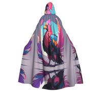 WBQLSL Neon Feather CondorPrinted Halloween cape, hooded cloak for masquerade, carnival party or cosplay costume