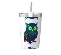 WBQLSL Neon Owl Nightvision Printed Travel Bottle - Portable Water Bottle, Office and Car Sports Travel Mug