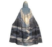 WBQLSL Nordic SilencePrinted Halloween cape, hooded cloak for masquerade, carnival party or cosplay costume