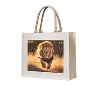 WBQLSL North American Lion Running Printed Canvas Tote | Lightweight Storage Bag Perfect for the Beach, Picnics, and Everyday Shopping