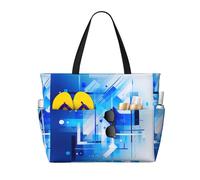 WBQLSL numerical Pattern beach travel bag for gym/swimming pool/supermarket shopping/short trip