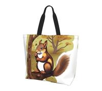 WBQLSL Nut-eating squirrel Printed Tote Bag - Shoulder Bag - Travel Yoga Beach Shopping Commute - Gift for Men Women