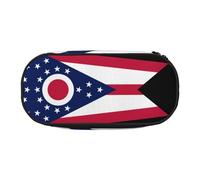 WBQLSL Ohio State Flag Large capacity pencil bag, multi-layer partition stationery storage bag - unisex learning office supplies