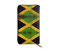WBQLSL Old Jamaican Flag Stylish leather wallet, 7.48 x 4.13 inch long zippered coin purse, convenient travel cash wallet