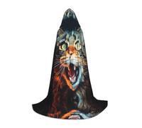 WBQLSL Open-mouthed cat Patterned M Wizard Cape, Suitable for Adults & Teens Cosplay, Full Size Range S, M, L