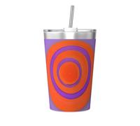 WBQLSL Orange Circle Centre Insulated Straw Cup Ideal for Gym use or Carrying on The go