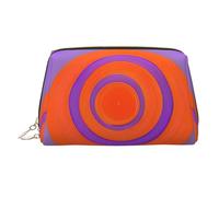WBQLSL Orange Circle Centre Leather Makeup Bag Cosmetic Storage Bag Suitable for Carrying Cosmetics with You