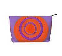 WBQLSL Orange circle centre Printed corduroy cosmetic bag - travel essential cosmetic storage bag