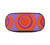 WBQLSL Orange circle centre Printed stationery storage bag - multi-grid layered pencil case portable student pencil bag