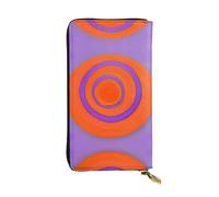 WBQLSL Orange circle centre Stylish leather wallet, 7.48 x 4.13 inch long zippered coin purse, convenient travel cash wallet