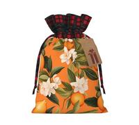 WBQLSL Orange Summer Seamless Burlap gift bag - 8.3x11.8 inch drawstring bag Party decoration supplies