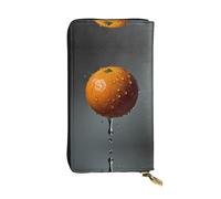 WBQLSL Orange water drops Stylish leather wallet, 7.48 x 4.13 inch long zippered coin purse, convenient travel cash wallet