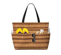 WBQLSL Original wood color texture Pattern beach travel bag for gym/swimming pool/supermarket shopping/short trip