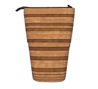 WBQLSL Original Wood Color Texture Printed Retractable Pencil case, Perfect for Makeup, Stationery, or a Coin Purse.