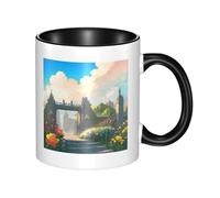WBQLSL Outside the Castle Gate Double Color Ceramic Mug, Classic Large Handle Mug, Suitable for Office and Home Leisure - Microwave Safe
