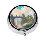 WBQLSL Outside the Castle Gate Mini medicine box with three compartments, small round medicine box, portable