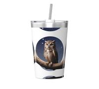 WBQLSL Owl under the moon Printed Travel Bottle - Portable Water Bottle, Office and Car Sports Travel Mug