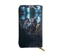 WBQLSL owl's eyes Stylish leather wallet, 7.48 x 4.13 inch long zippered coin purse, convenient travel cash wallet