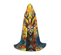 WBQLSL Painted moose pattern Patterned L Wizard Cape, Suitable for Adults & Teens Cosplay, Full Size Range S, M, L