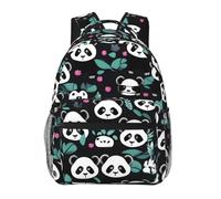 WBQLSL Panda cute face Lightweight travel backpack suitable for hiking, business trips, camping, fitness, school, university, and other occasions, featuring a multi-pocket design.