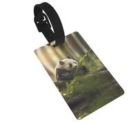 WBQLSL Panda Eating Bamboo Luggage Tags - Stylish and Durable Tags for Personalized Backpack and Luggage Tags