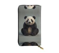 WBQLSL Panda Real Long leather clutch with zippered coin purse and 12 credit card slots, lightweight travel cash wallet