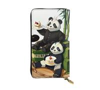 WBQLSL pandas of Father and son Zipper leather wallet, 7.5 * 4.1 inch long clutch bag, multiple compartments and large capacity, a good gift for friends