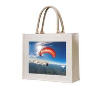 WBQLSL parachuting Printed Canvas Tote | Lightweight Storage Bag Perfect for the Beach, Picnics, and Everyday Shopping