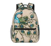 WBQLSL Peacock pattern Lightweight travel backpack suitable for hiking, business trips, camping, fitness, school, university, and other occasions, featuring a multi-pocket design.