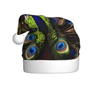 WBQLSL Peacock Spreads Its Tail Print Santa Hat, Christmas Party/New Year's Party Decoration, Stage Performance Hat