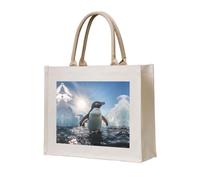 WBQLSL penguin-watching Printed Canvas Tote | Lightweight Storage Bag Perfect for the Beach, Picnics, and Everyday Shopping