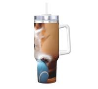 WBQLSL Persian cat playing with a ball Printed Fashion Ice Cup (40 oz) - Super Insulation Cup with Superior Heat and Cold Insulation Effect,