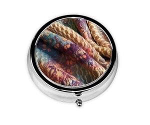 WBQLSL person leading Printed round medicine box with 3 compartments for portable medicine storage