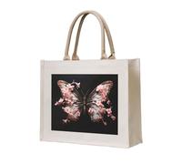 WBQLSL Petal Bloom Butterfly Printed Canvas Tote | Lightweight Storage Bag Perfect for the Beach, Picnics, and Everyday Shopping