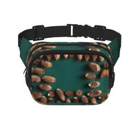 WBQLSL Pine Cone Border Patterned Stylish Waist Bag, Lightweight Travel Sports Bag, Waterproof and wear-Resistant