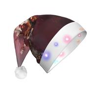 WBQLSL Pink apricot blossomsChristmas hat with LED lights, perfect for costume parties, stage performances, and school events.