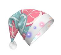 WBQLSL Pink Blue Citrus Slices LED Light Santa Hat,Unisex Christmas New Year Adult Hat, Plush New Year Christmas Party Gift