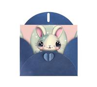 WBQLSL Pink cartoon bunny Blue Pattern Cards - Perfect for Valentine's Day and anniversaries, expressing love and blessings