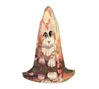 WBQLSL Pink Cartoon Cat Patterned S Wizard Cape, Suitable for Adults & Teens Cosplay, Full Size Range S, M, L