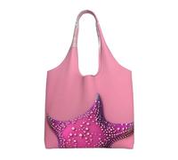 WBQLSL Pink Sand Beach Printed Shoulder Bag - Suitable for sturdy canvas bags, shopping bags, Black, One Size