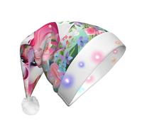 WBQLSL Pink Unicorn LED Light Santa Hat,Unisex Christmas New Year Adult Hat, Plush New Year Christmas Party Gift