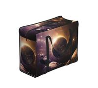 WBQLSL Planet Storage Tote Bag for Adults, One Size, Black, Polyester with Vinyl Lining, Zippered, 40 x 53 x 23 cm, Foldable with Reinforced Handles