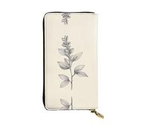 WBQLSL Plant Sketch Stylish leather wallet, 7.48 x 4.13 inch long zippered coin purse, convenient travel cash wallet