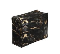 WBQLSL Portable Storage Bag for Adults, Black Gold Marble, Polyester with Vinyl Lining, Zippered, 53 x 40 x 23 cm, Foldable Large Capacity Tote