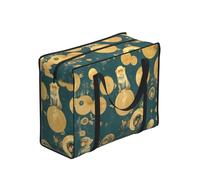 WBQLSL Portable Storage Tote Bag for Adults, One Size, Green Monkey Print, Polyester with Vinyl Lining, Zippered Closure, 53x40x23 cm, Foldable