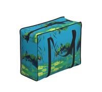 WBQLSL Portable Storage Tote Bag for Adults, One Size, Polyester with Vinyl Lining, Zippered Closure, 53 x 40 x 23 cm, Foldable with Reinforced Handles, Green Ant Print