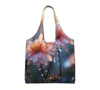 WBQLSL post rainy day flower Printed Shoulder Bag - Suitable for sturdy canvas bags, shopping bags, Black, One Size