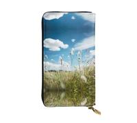 WBQLSL prairie flower Long leather clutch with zippered coin purse and 12 credit card slots, lightweight travel cash wallet